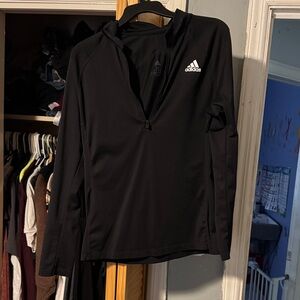 Adidas Black Long-Sleeve Quarter-Zip Top